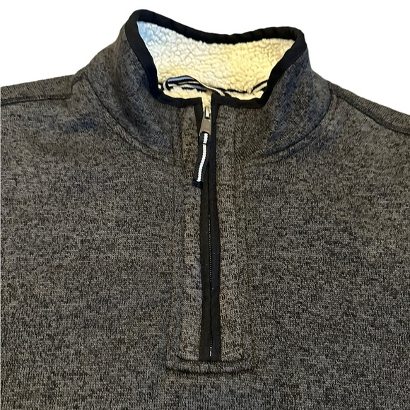 ORVIS men’s heathered gray 1/4 zip sherpa lined pullover jacket sweatshirt sz L - Picture 3 of 8